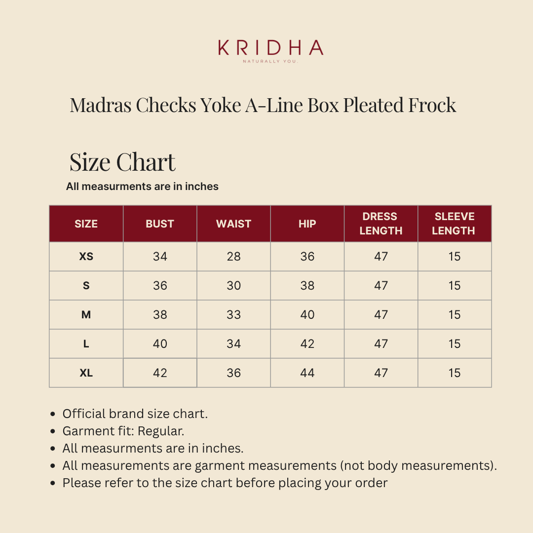 Madras Checks Yoke A-Line Box Pleated Frock