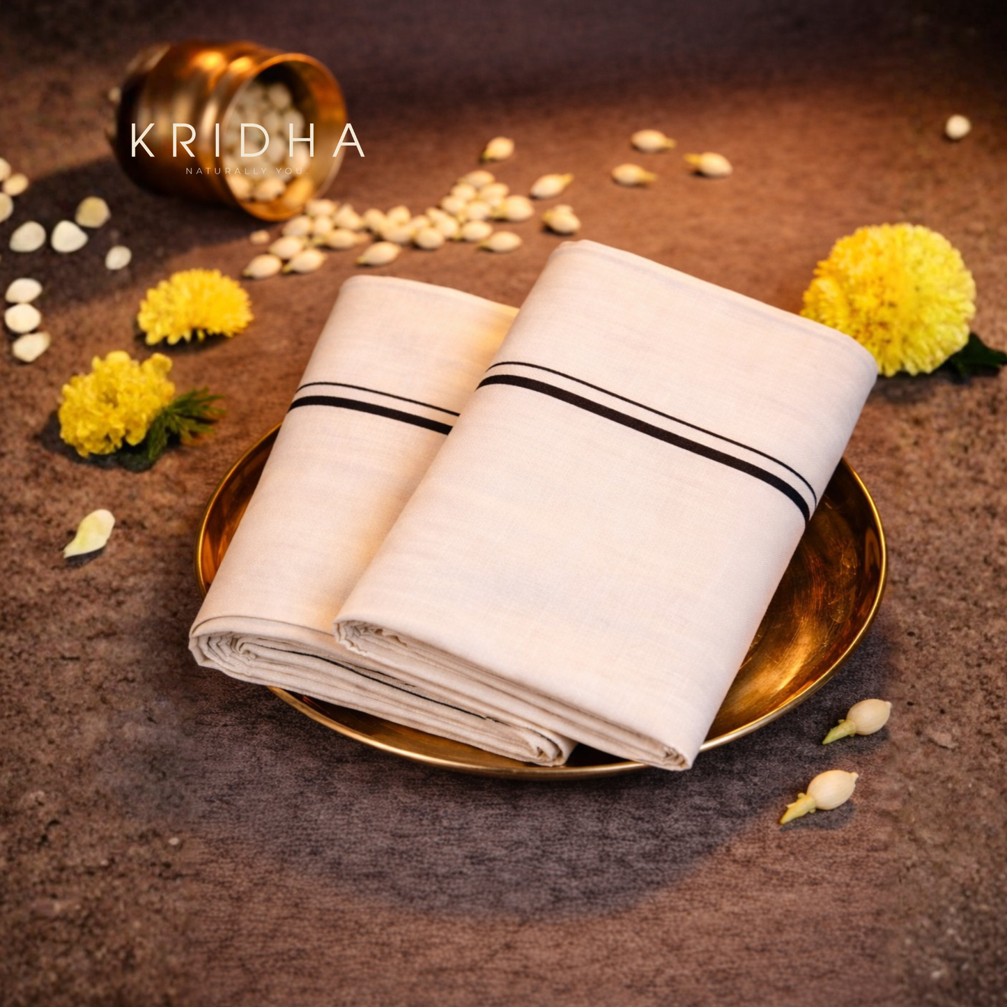 Puliyilakkara Set Saree with Blouse – Classic Black Stripe Edition
