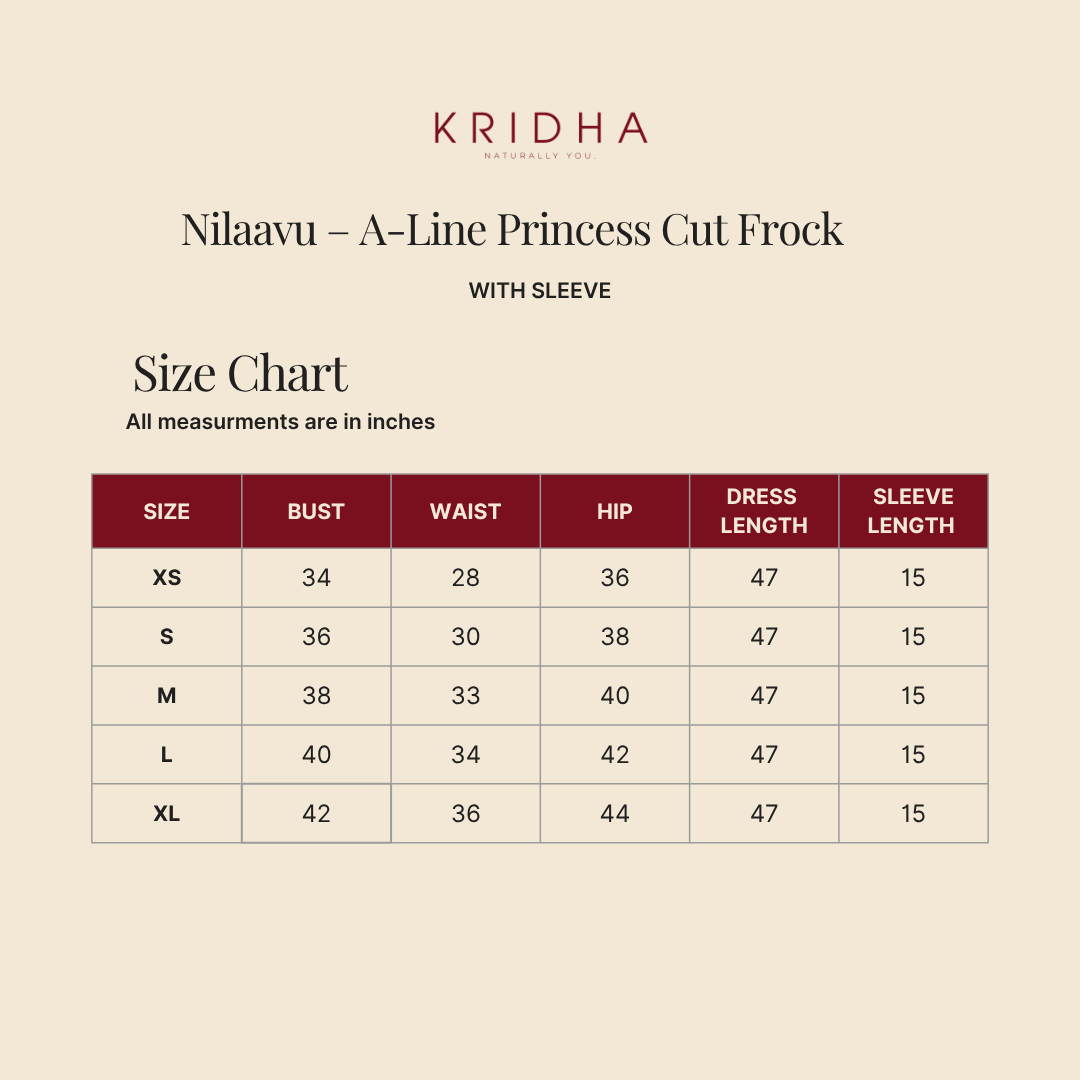 Nilaavu – A-Line Princess Cut Frock with Sleeves
