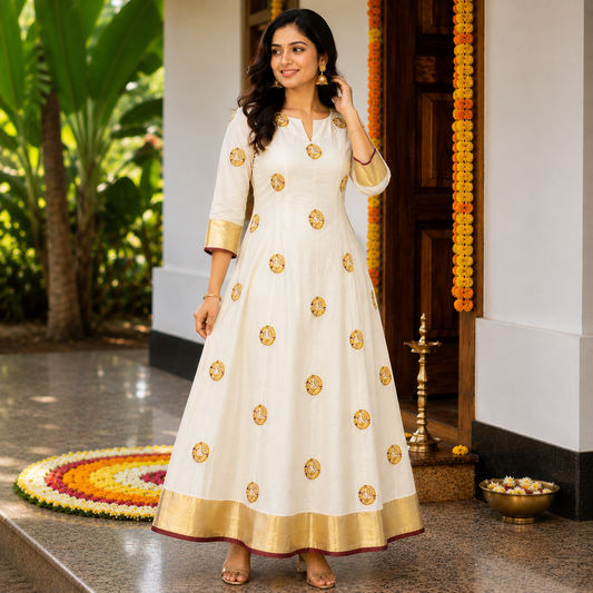 Nilaavu – A-Line Princess Cut Frock with Sleeves