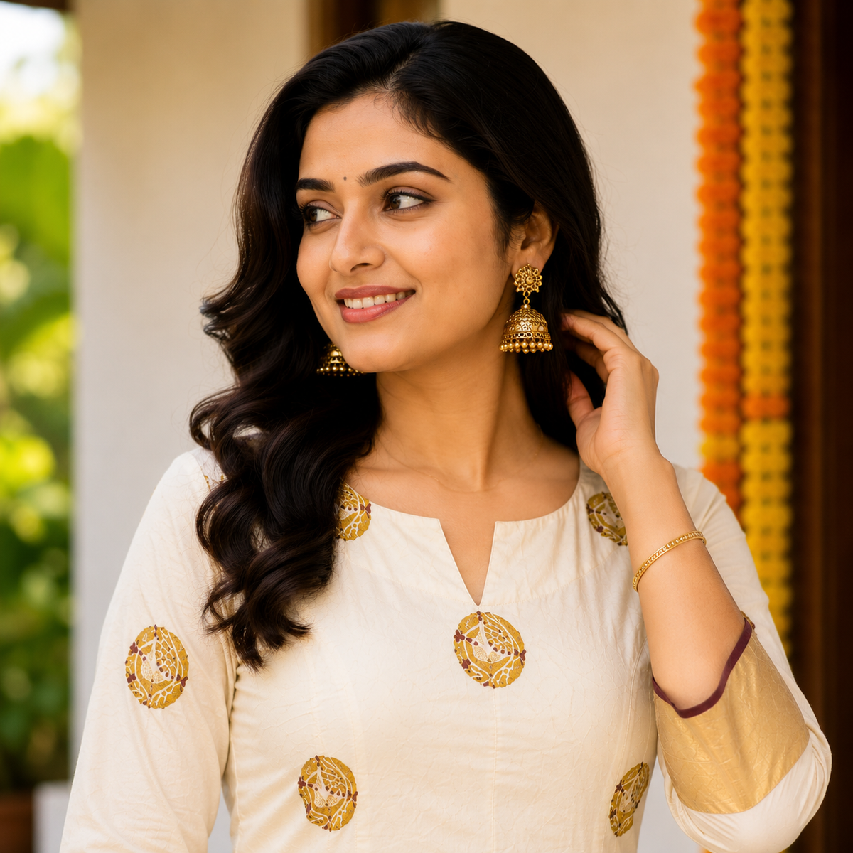 Nilaavu – A-Line Princess Cut Frock with Sleeves