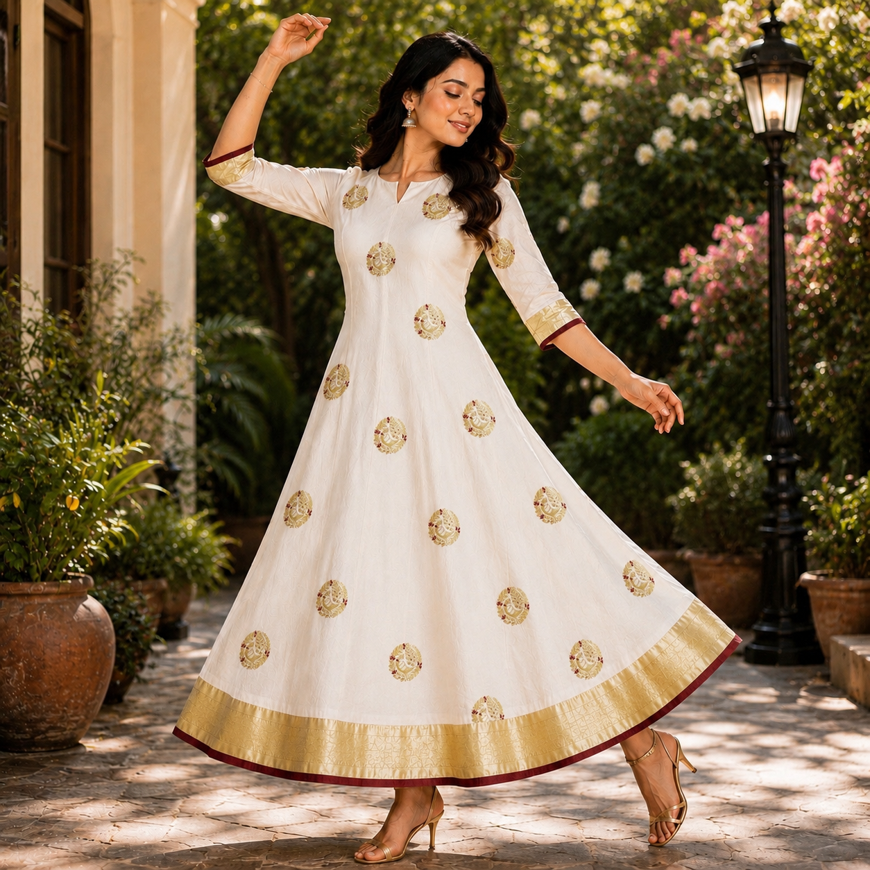 Nilaavu – A-Line Princess Cut Frock with Sleeves