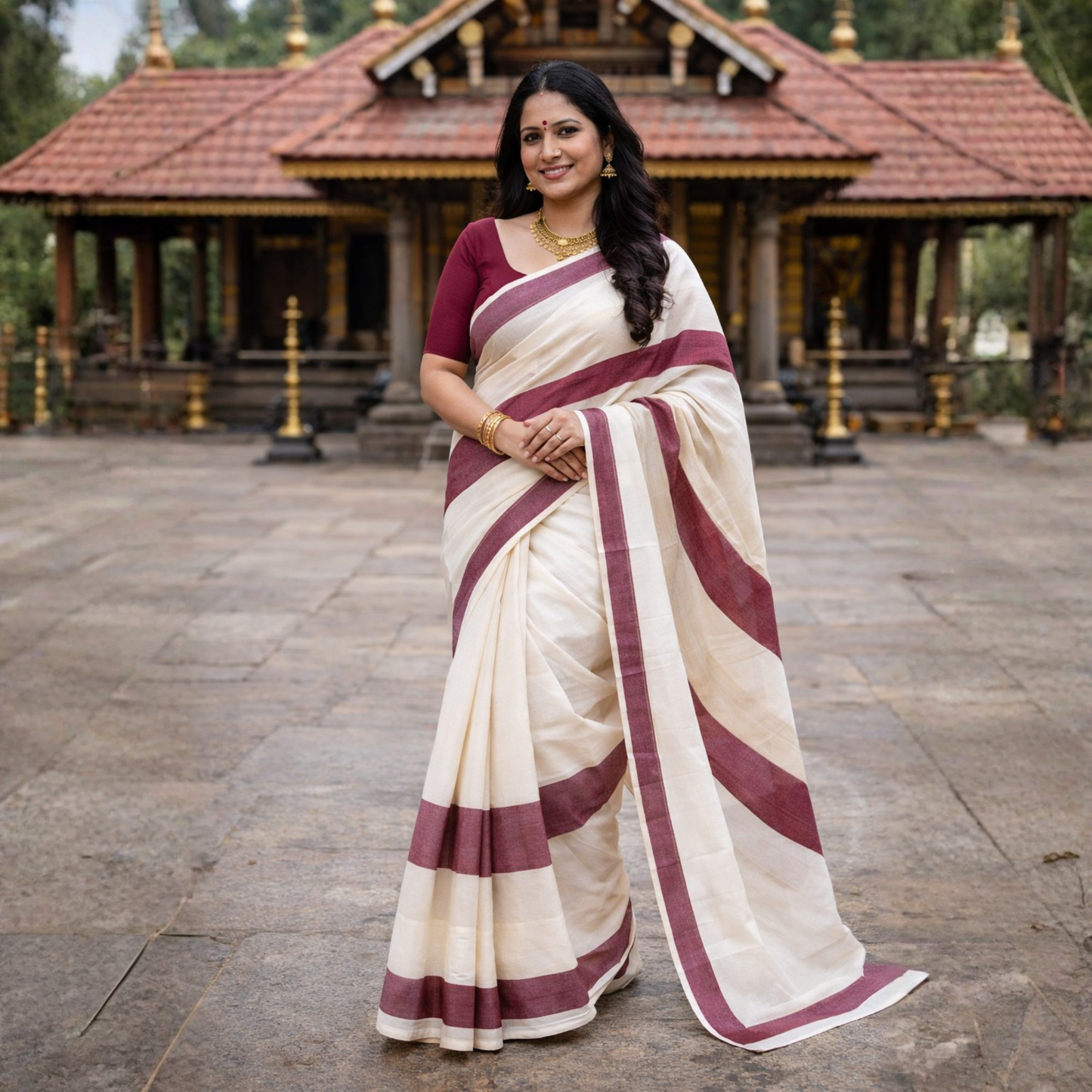 Pure Cotton Mulloth Set Mundu