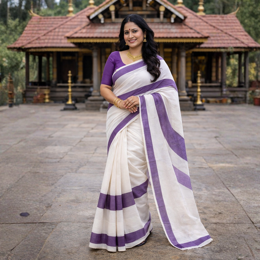 Pure Cotton Mulloth Set Mundu