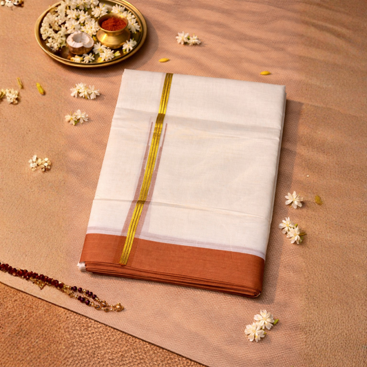 Chuttikara Classic Dhoti – Pure Cotton Kasavu Edition