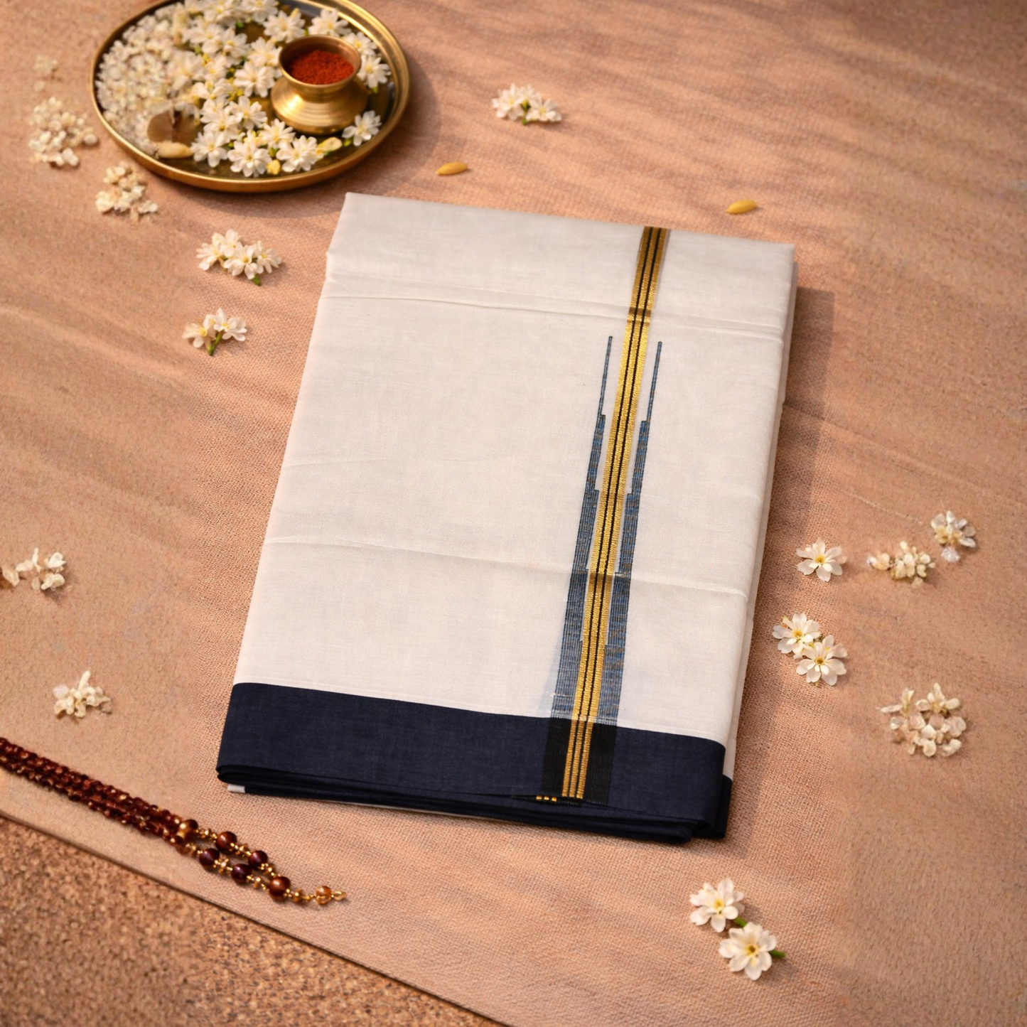Chuttikara Classic Dhoti – Pure Cotton Kasavu Edition