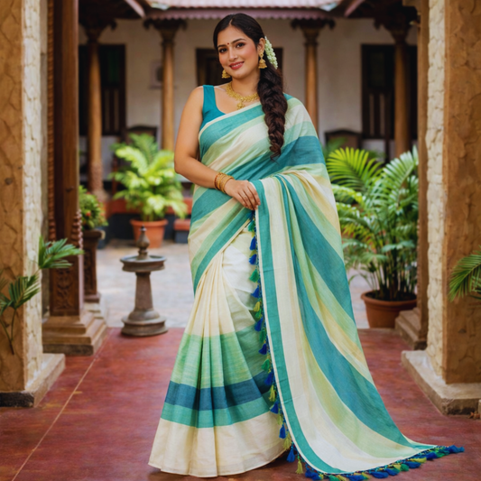 Mulloth Fancy Cotton Saree with Kunjam